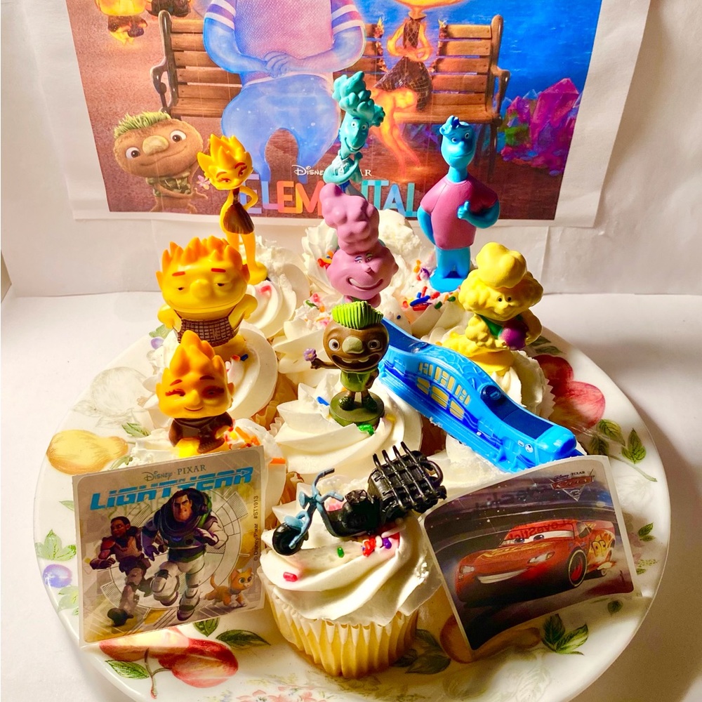 Disney Pixar Elemental Movie Deluxe Cake Toppers Cupcake Decorations Set of 12